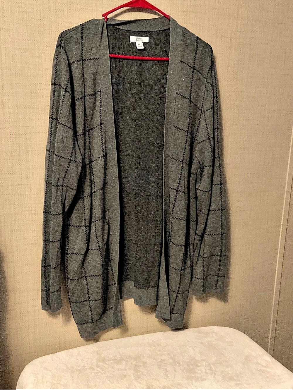 Croft & Barrow Men's Checkered Cardigan Gray XXL Like New